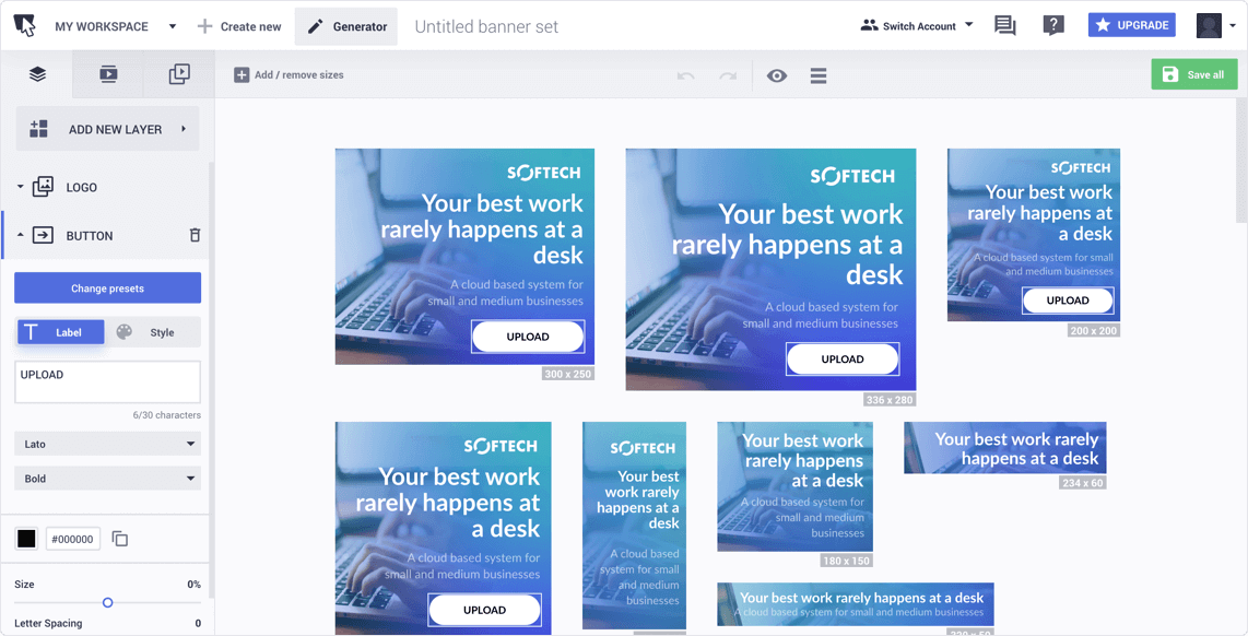 Online ad set builder